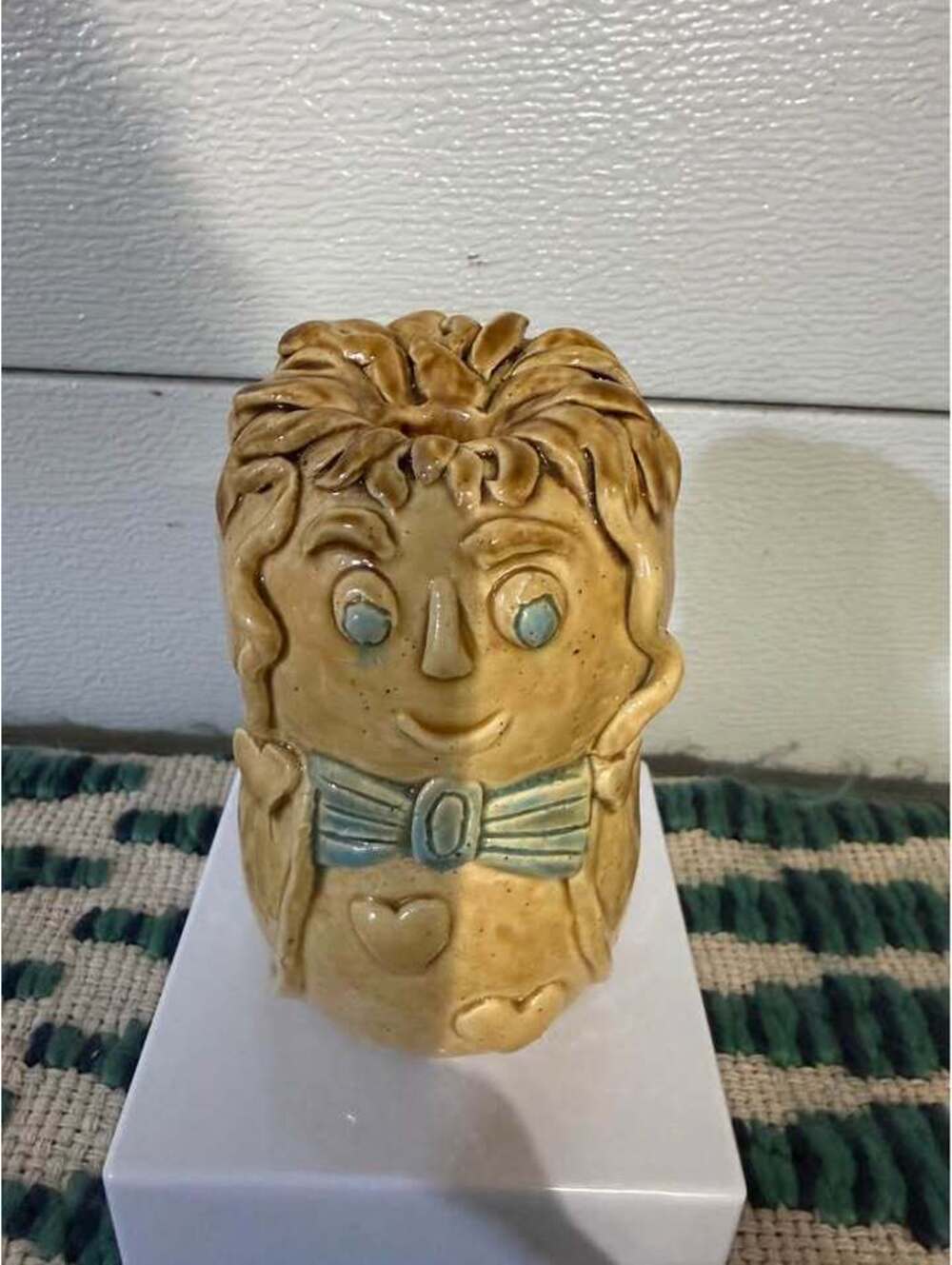 Vintage California Pottery1974 Signed Ceramic Face Figurine Vase